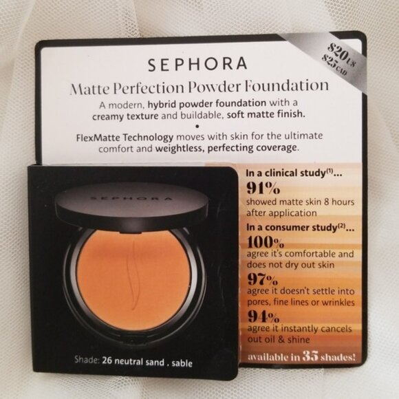 Sephora Matte Perfection Powder Foundation 26 Neutral Sand/ Sable NEW - Picture 3 of 3